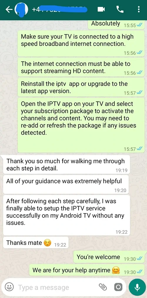 WhatsApp Chat Testimonial Proof #11 - Digital Planet IPTV