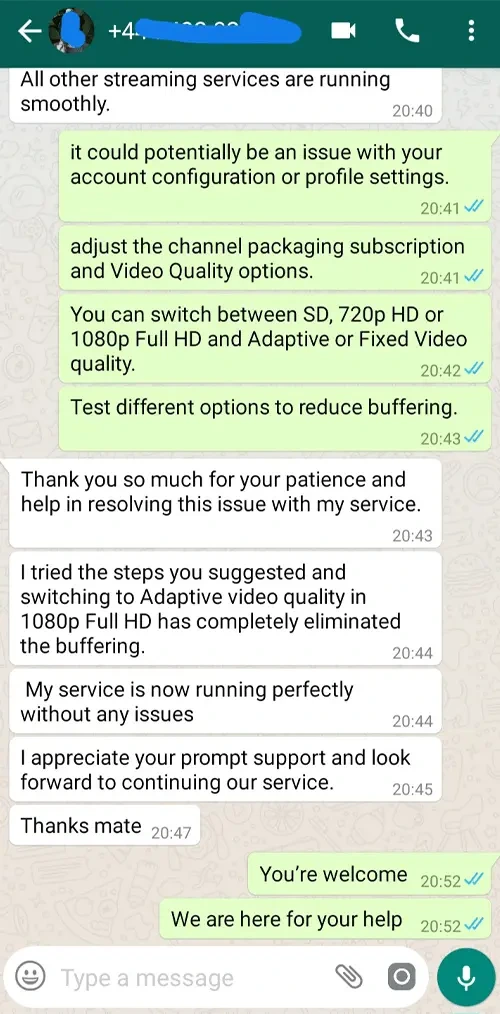 WhatsApp Chat Testimonial Proof #12 - Digital Planet IPTV
