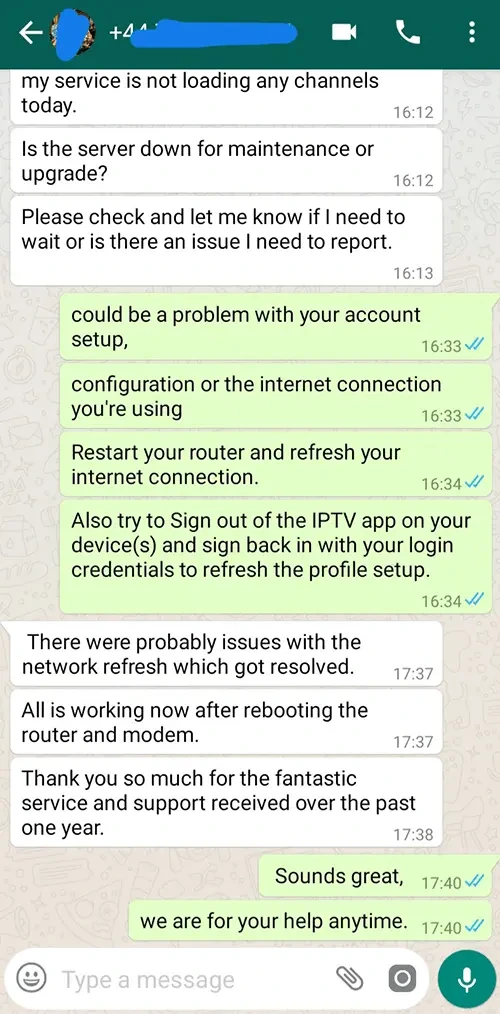 WhatsApp Chat Testimonial Proof #13 - Digital Planet IPTV