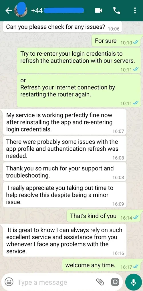 WhatsApp Chat Testimonial Proof #14 - Digital Planet IPTV