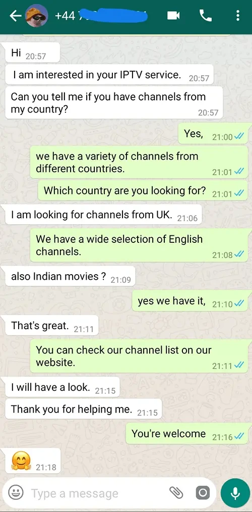 WhatsApp Chat Testimonial Proof #16 - Digital Planet IPTV
