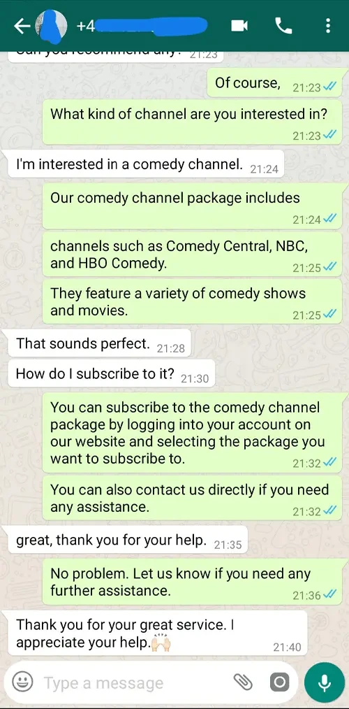 WhatsApp Chat Testimonial Proof #20 - Digital Planet IPTV