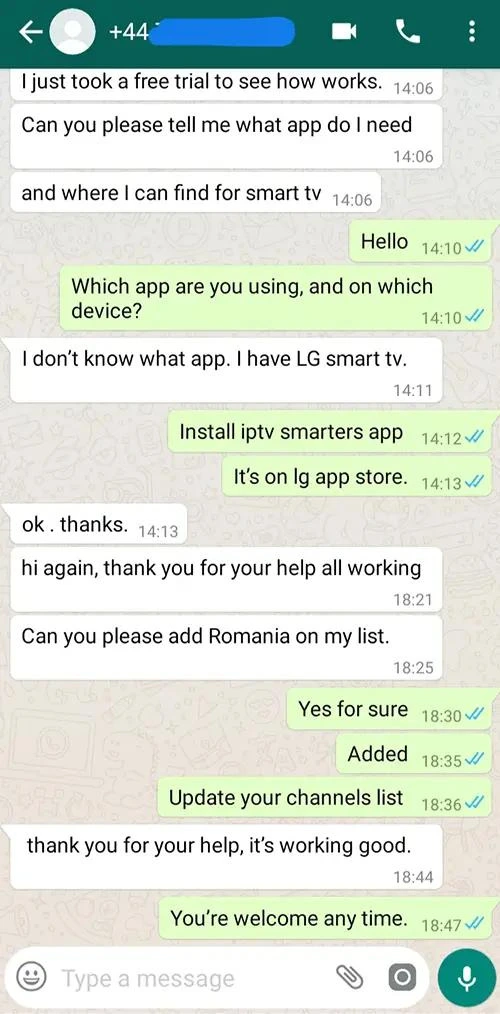 WhatsApp Chat Testimonial Proof #3 - Digital Planet IPTV