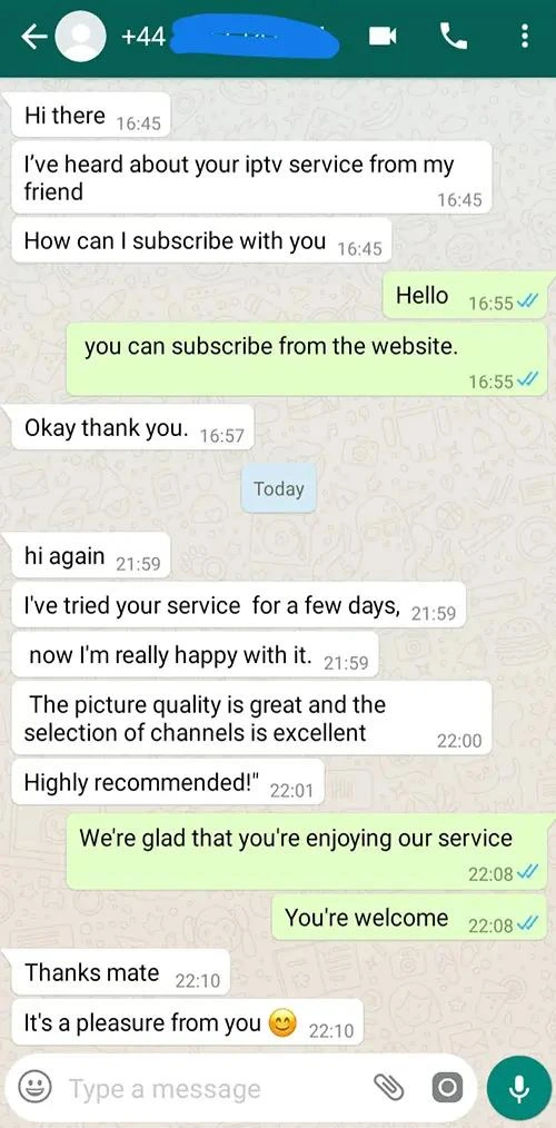 WhatsApp Chat Testimonial Proof #4 - Digital Planet IPTV