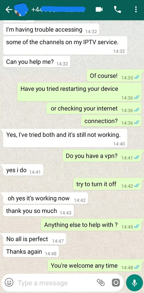 WhatsApp Chat Testimonial Proof #9 - Digital Planet IPTV